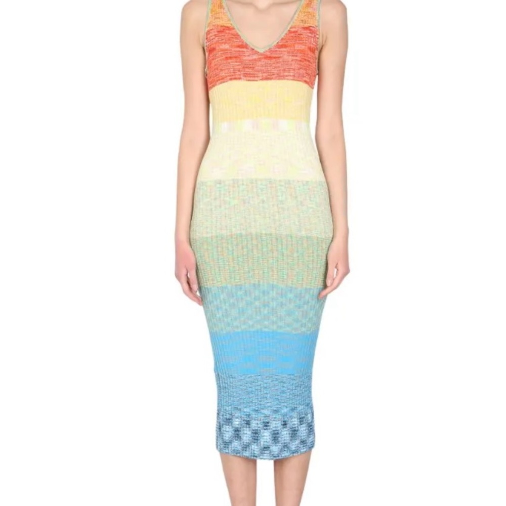 staud midi rainbow dress